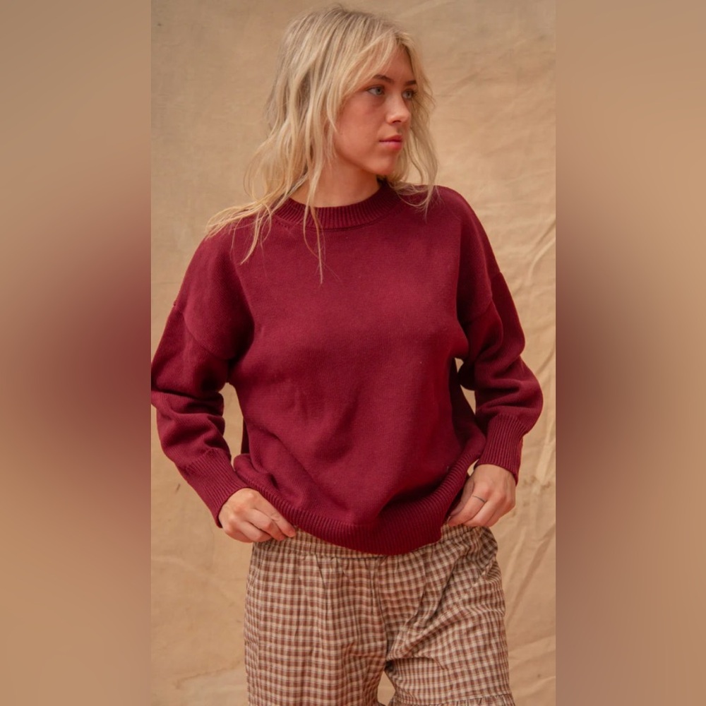 Sonderhaus Cotton Gwendolyn Sweater in Merlot SOLD OUT Sz Medium